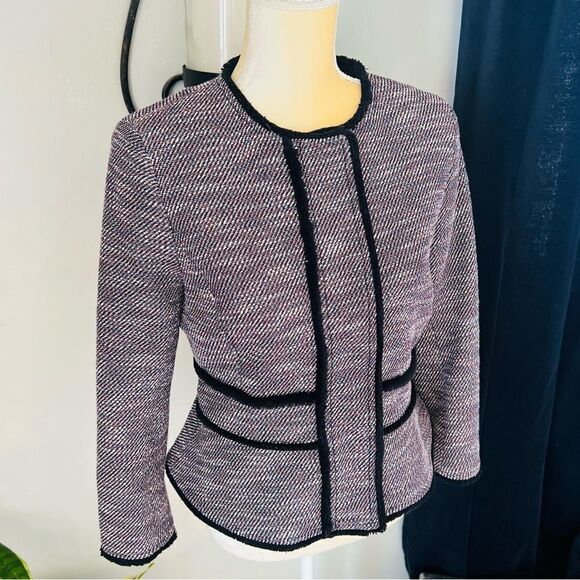 Banana Republic Textured Tweed Blazer‎ Jacket, Size 4, Navy/Red/Multi, NWOT - Picture 1 of 12